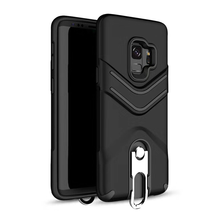 Galaxy S9 Metal Hook Carry Stand Hybrid Case (Black)